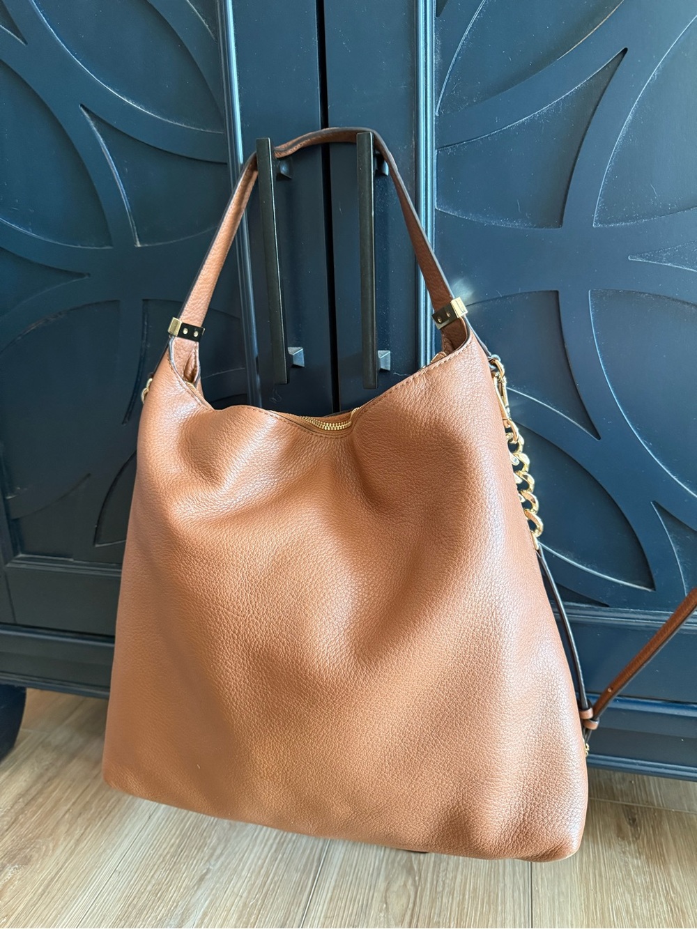 Michael Kors Tan Leather Shoulder Hobo with Tassel - Picture 3 of 6